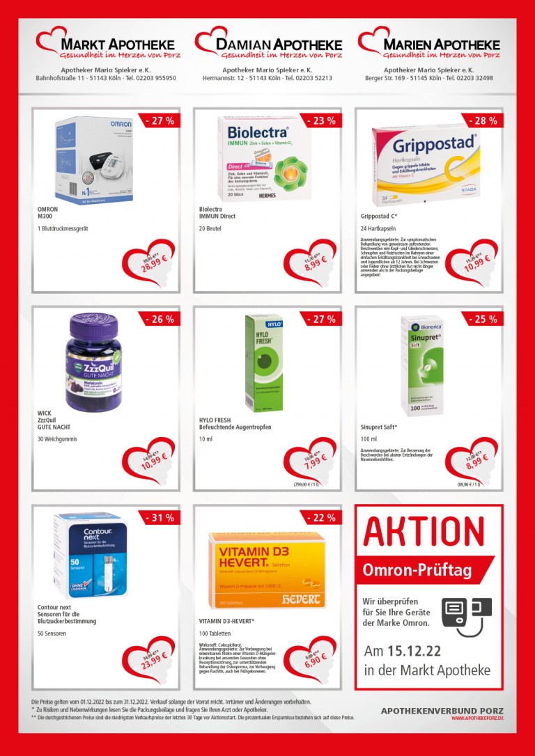 Unsere Angebote im Dezember 2022 « Markt-Apotheke Porz